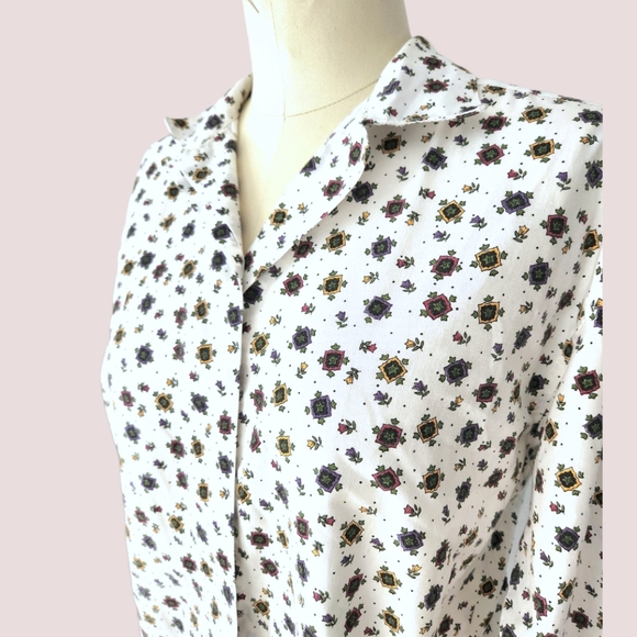 Vintage- 80s- Button-Down Printed Shirt- M - Picture 4 of 6